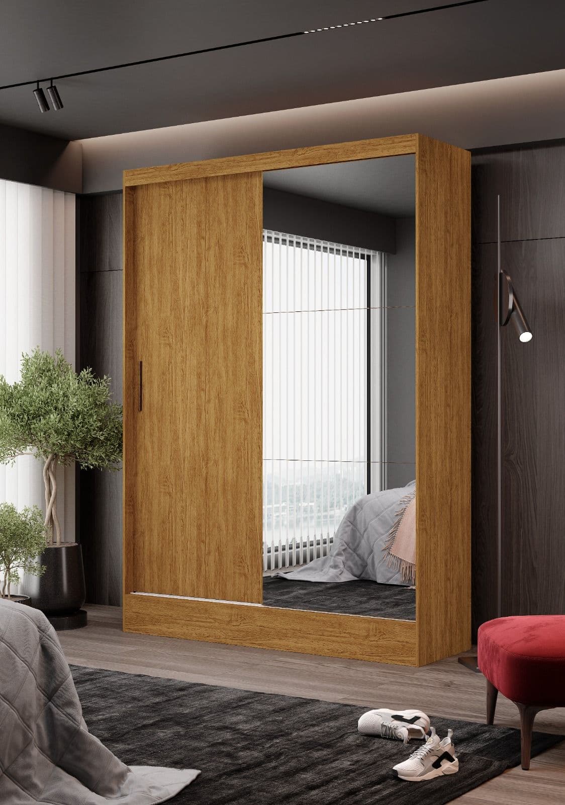 GUARDA ROUPA BELÉM COM ESPELHO 2 PORTAS 2 GAVETAS